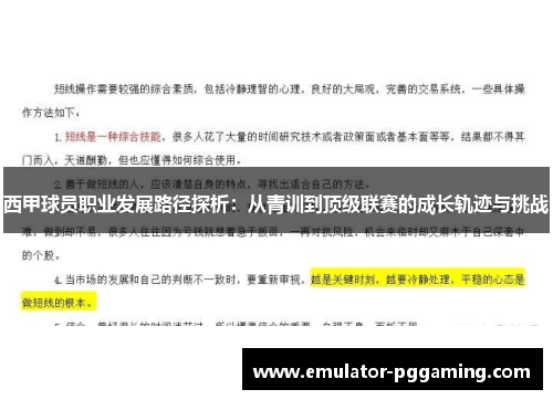 西甲球员职业发展路径探析:从青训到顶级联赛的成长轨迹与挑战 西甲球员职业发展路径探析:从青训到顶级联赛的成长轨迹与挑战